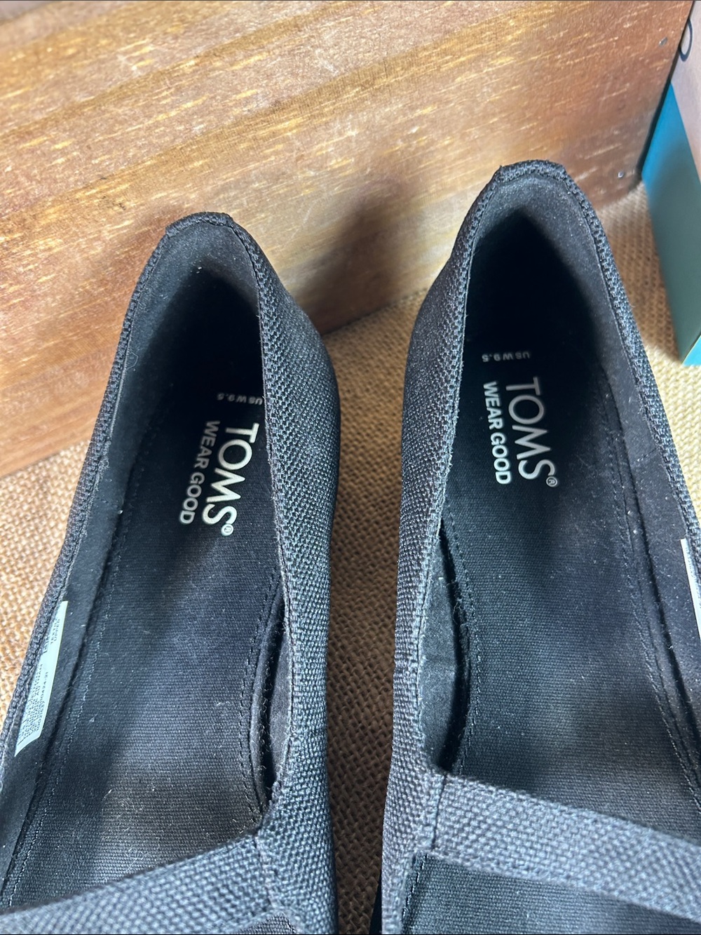 Toms Black Canvas Mary Jane Flats with Strap - Picture 4 of 10